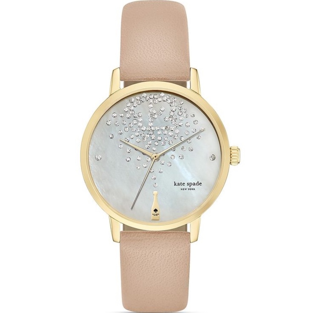 Kate Spade NY Vachetta Champagne Dial Metro Watch, 34mm